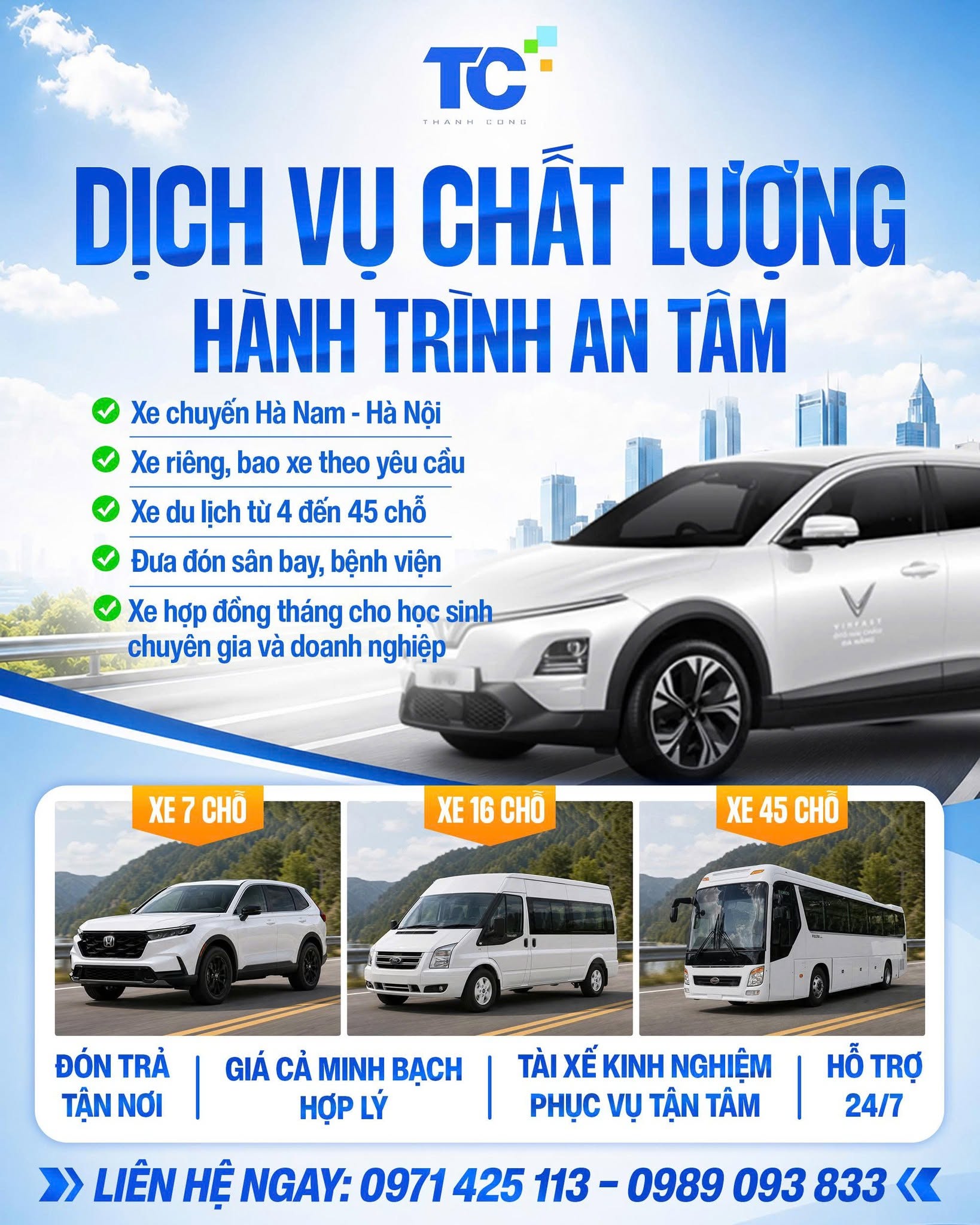 NHÀ XE THÀNH CÔNG - DỊCH VỤ CHẤT LƯỢNG, HÀNH TRÌNH AN TÂM MỖI NGÀY